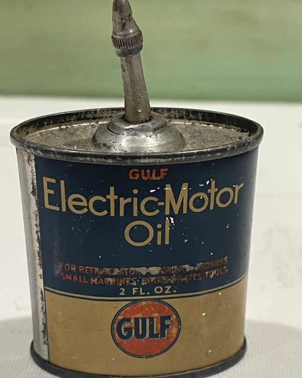 1920s to 1940s 2oz Vintage Lead Top Gulf Electric Motor Oil Tin Can