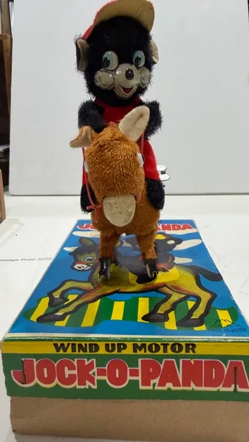Vintage 1950s ALPS Jock O Panda Mechanical Wind Up Panda Riding Donkey view 2