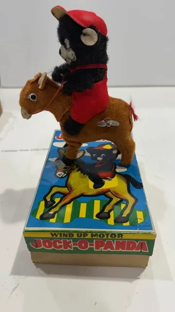 Vintage 1950s ALPS Jock O Panda Mechanical Wind Up Panda Riding Donkey view 3