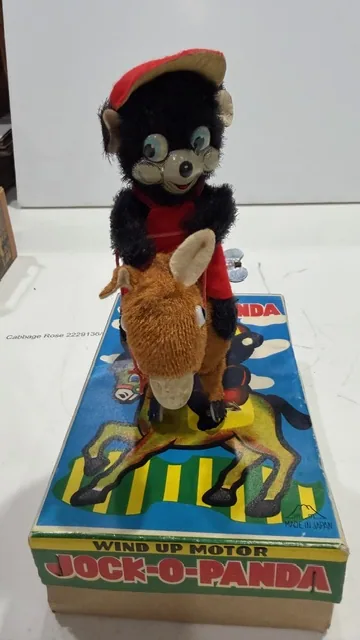 Vintage 1950s ALPS Jock O Panda Mechanical Wind Up Panda Riding Donkey view 4