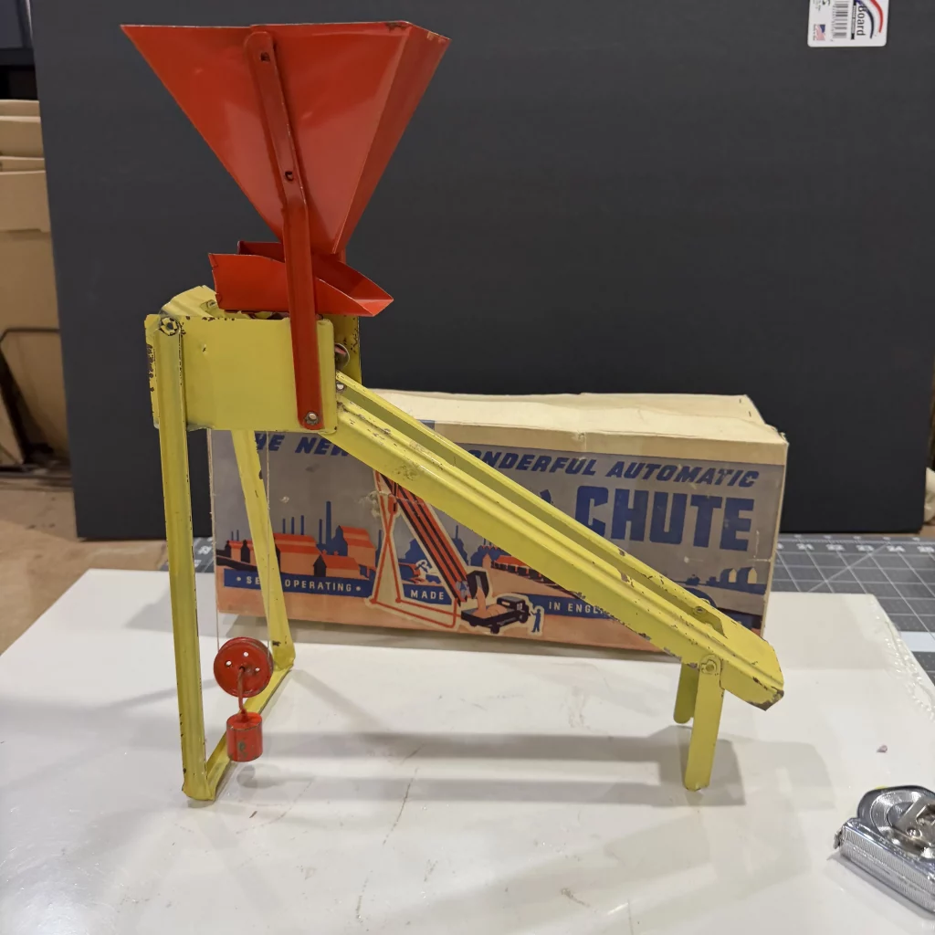 Vintage 1940s Automatic Bushcraft Tip Chute Toy With Box view 5