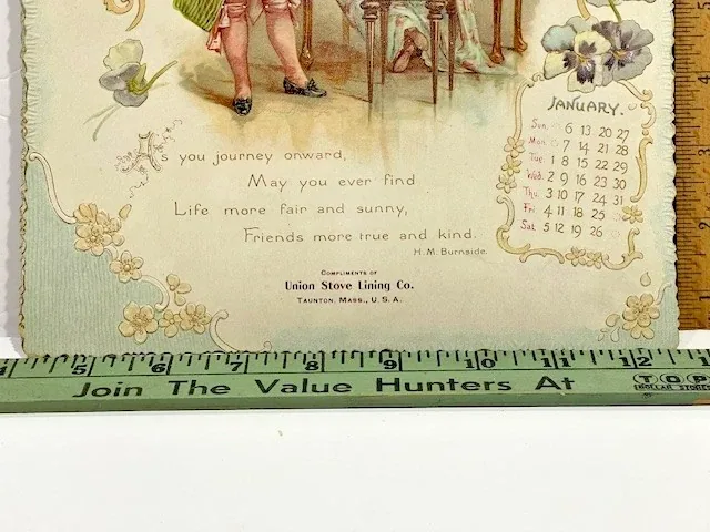 Large 1901 Days of Delight Union Stove 6 Page Victorian Die Cut Calendar view 3