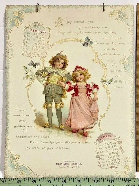 Large 1901 Days of Delight Union Stove 6 Page Victorian Die Cut Calendar view 4