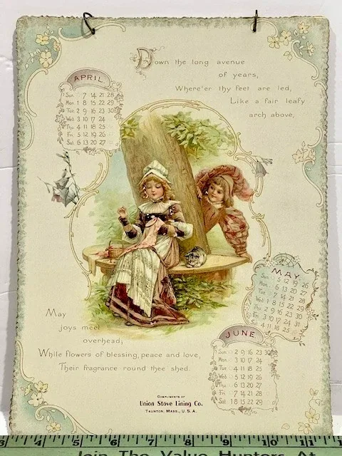 Large 1901 Days of Delight Union Stove 6 Page Victorian Die Cut Calendar view 5