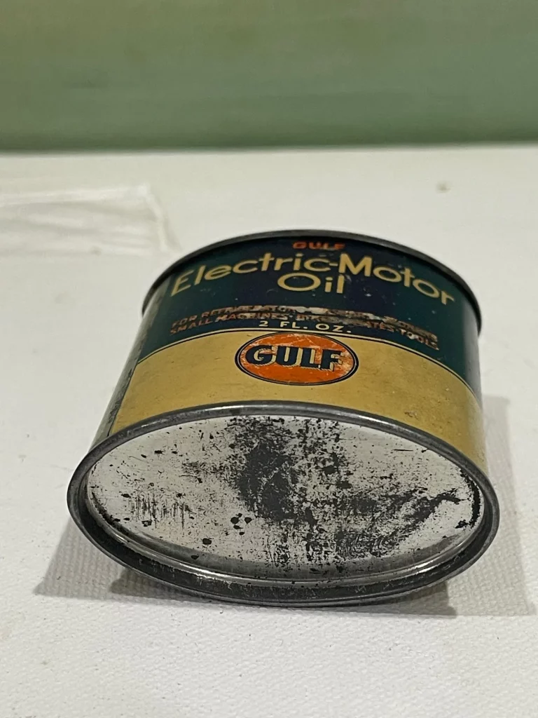 1920s to 1940s 2oz Vintage Lead Top Gulf Electric Motor Oil Tin Can view 3