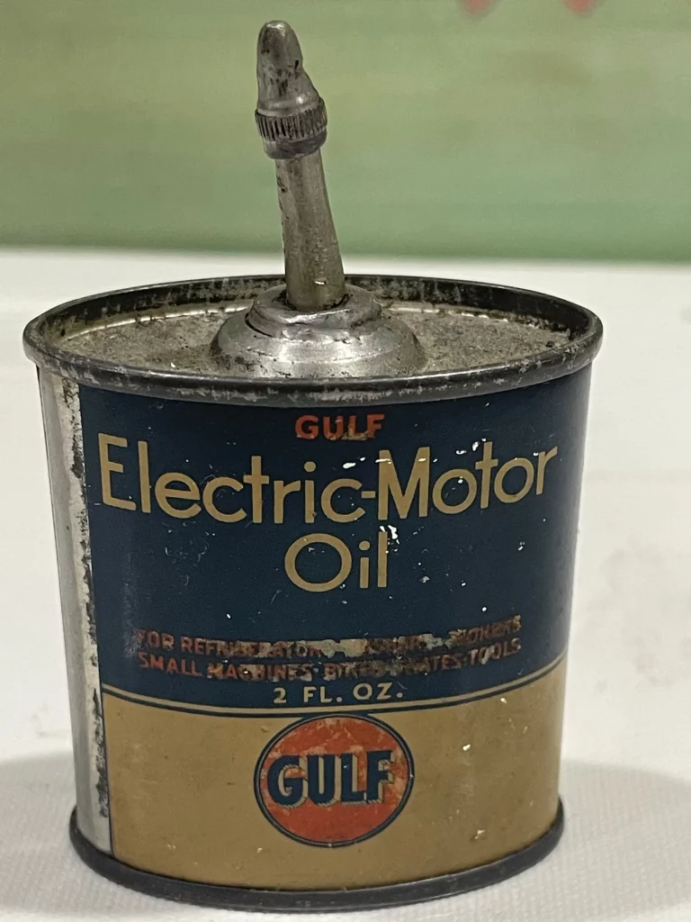 1920s to 1940s 2oz Vintage Lead Top Gulf Electric Motor Oil Tin Can view 5