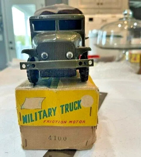 Vintage Rare NOS HAJI Japan Army Friction Military Truck With Box view 3