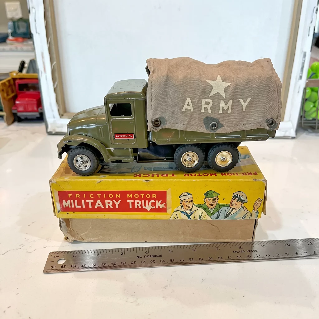Vintage Rare NOS HAJI Japan Army Friction Military Truck With Box view 4