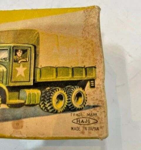 Vintage Rare NOS HAJI Japan Army Friction Military Truck With Box view 5