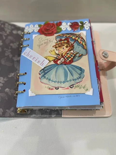 Handmade 9 by 13.5 Inch Victorian Scrapbook With Cards and Die Cuts view 3
