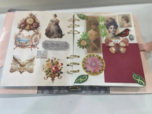Handmade 9 by 13.5 Inch Victorian Scrapbook With Cards and Die Cuts view 5