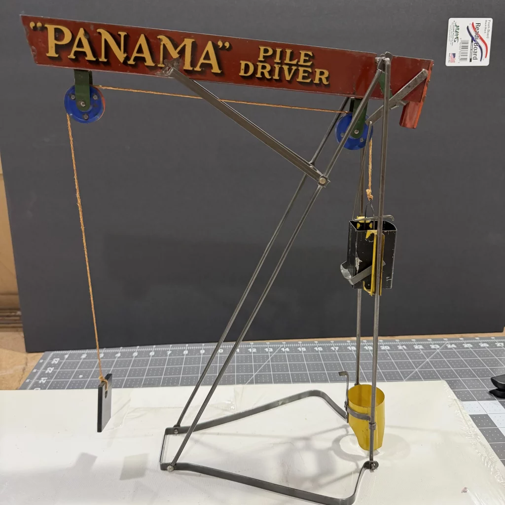 Antique Original 1905 Wolverine Panama Canal Pile Driver Tin Toy view 5