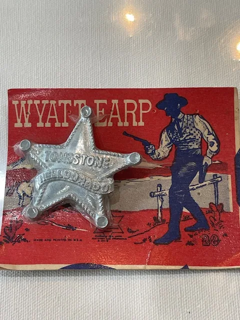 Vintage NOS Wyatt Earp Cast Aluminum Tombstone HELL DORADO Badge view 3