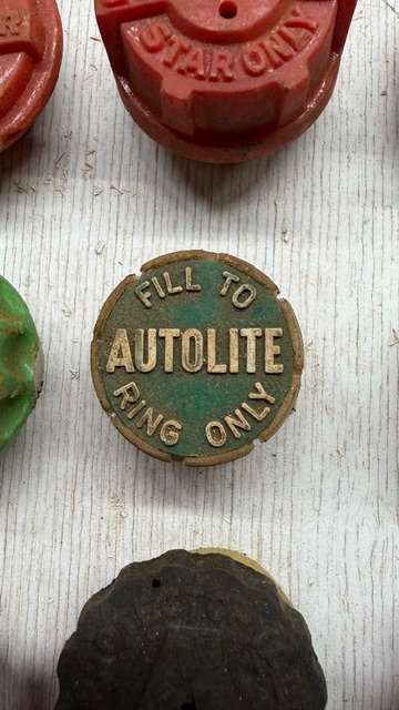 27 Vintage Battery Caps in Shadow Box - Hester, Delco, Exide, Wizard! view 11