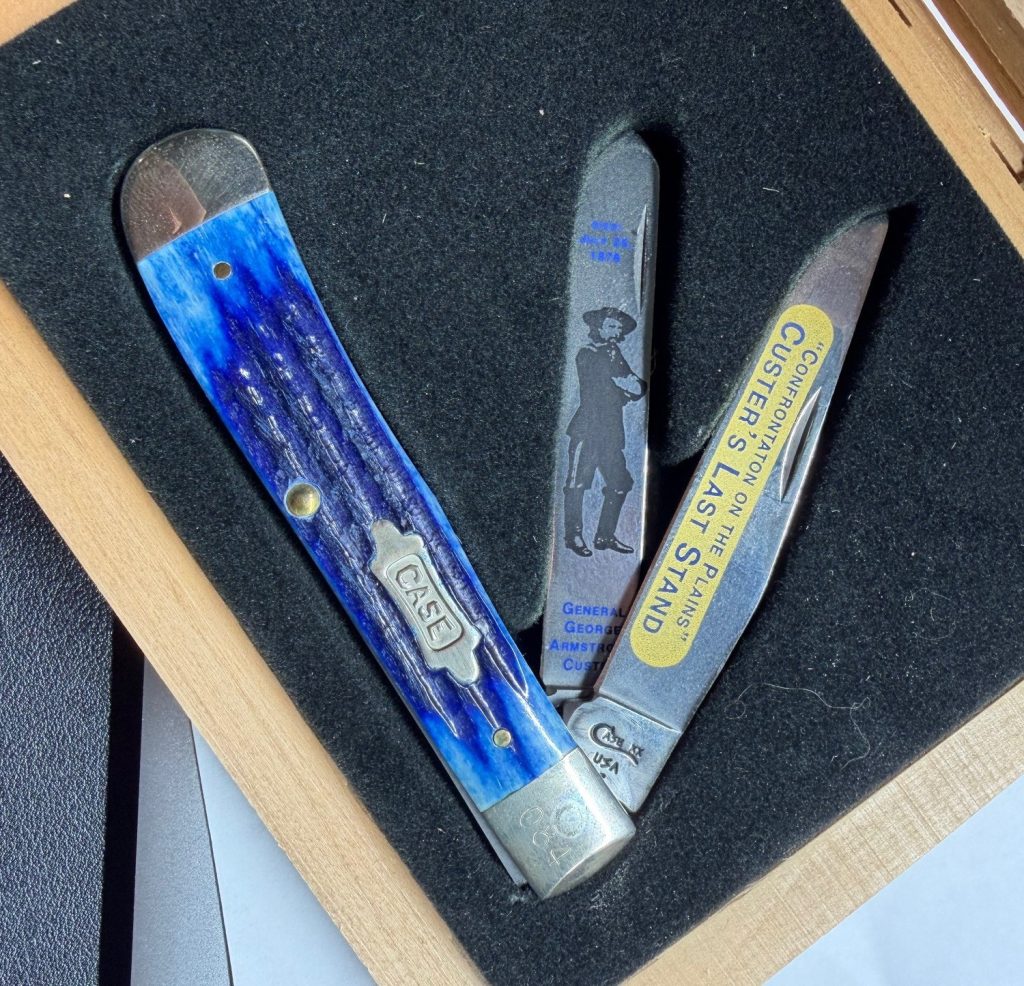 Rare Misprint 2000 Case New Old Stock Limited Edition 084 Custers Last Stand Pocket Knife - Wrong Death Date on Knife view 3