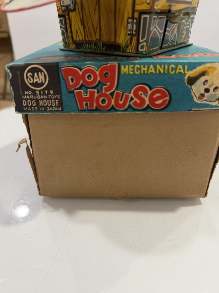 Vintage 1950s Marusan Tin Mechanical Dog House New in Box / Japan Clockwork! Works! view 14