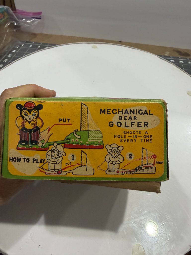 Vintage 1950s TPS Mechanical Bear Golfer Tin Wind-Up Toy New in Box ~  Works Great! view 13