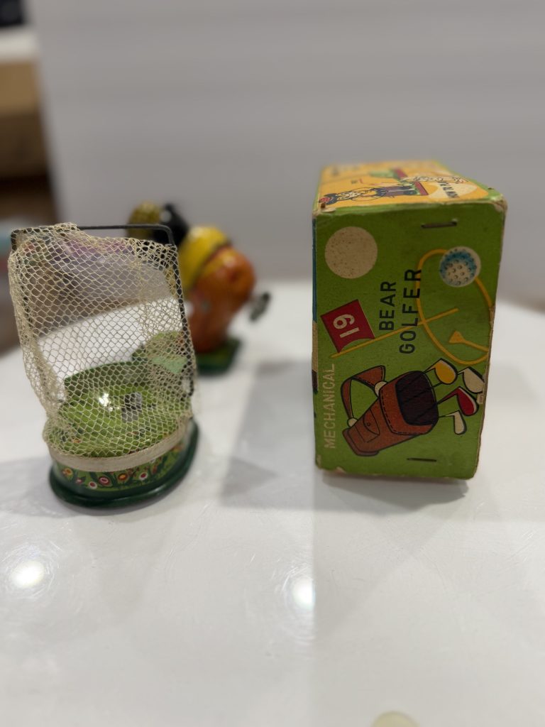 Vintage 1950s TPS Mechanical Bear Golfer Tin Wind-Up Toy New in Box ~  Works Great! view 3