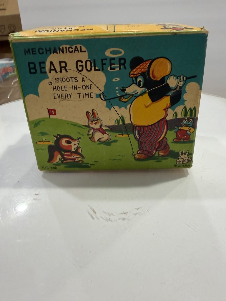 Vintage 1950s TPS Mechanical Bear Golfer Tin Wind-Up Toy New in Box ~  Works Great! view 9