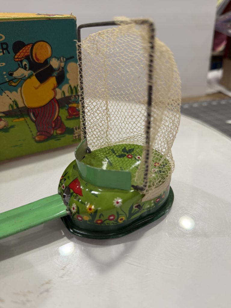 Vintage 1950s TPS Mechanical Bear Golfer Tin Wind-Up Toy New in Box ~  Works Great! view 6