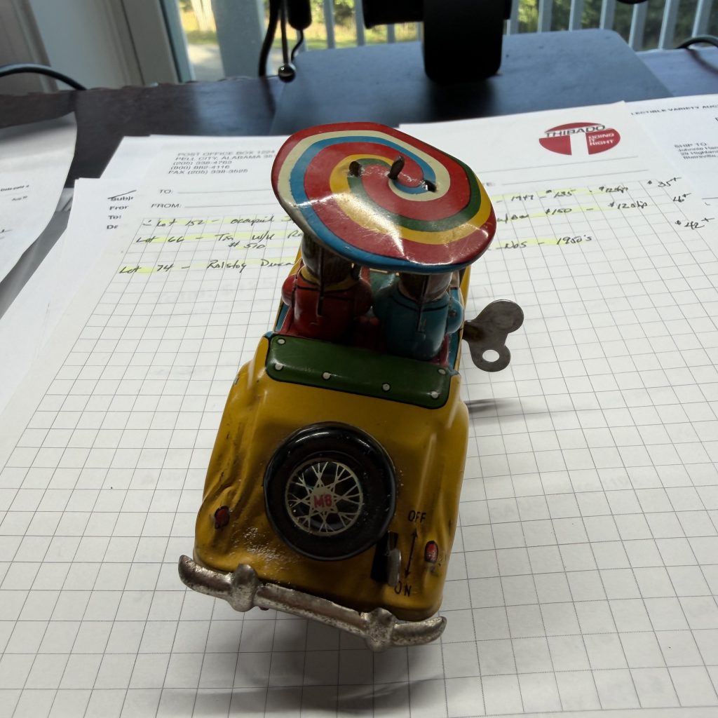 RARE YELLOW MINT Marusan Tin Wind-Up Magic Wonder MG Car & Track Set-WORKS view 4