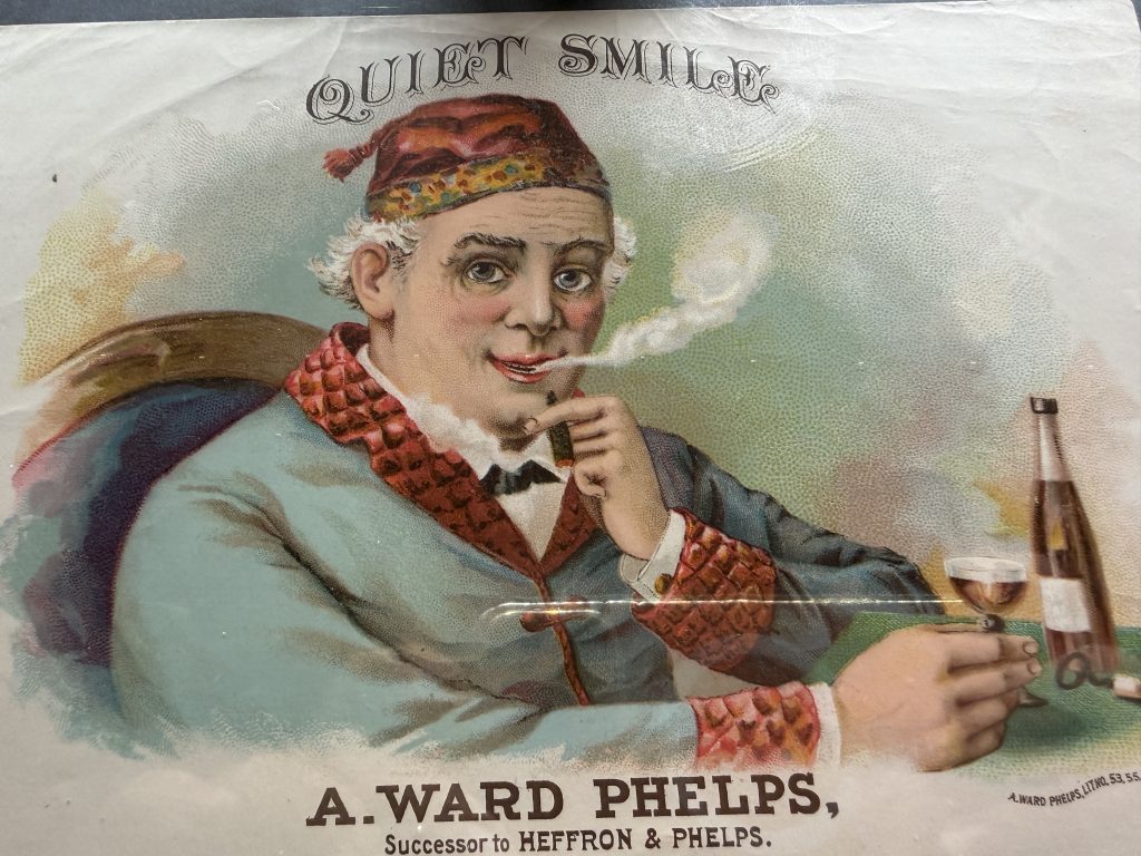 Antique 1880's Quiet Smile Cigar Label Salesman Sample, A. Ward Phelps NY/ Chicago ~ New Old Stock view 7