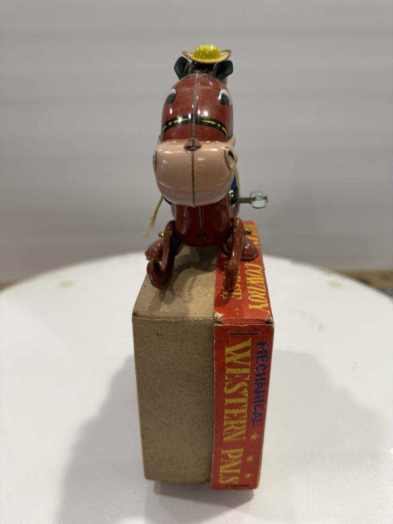 Vintage 1950's Mikuni Tin Litho Billy The Cowboy & His Horse W/ Original Box /  Works Great view 7