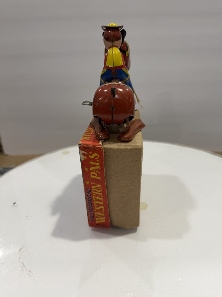 Vintage 1950's Mikuni Tin Litho Billy The Cowboy & His Horse W/ Original Box /  Works Great view 4