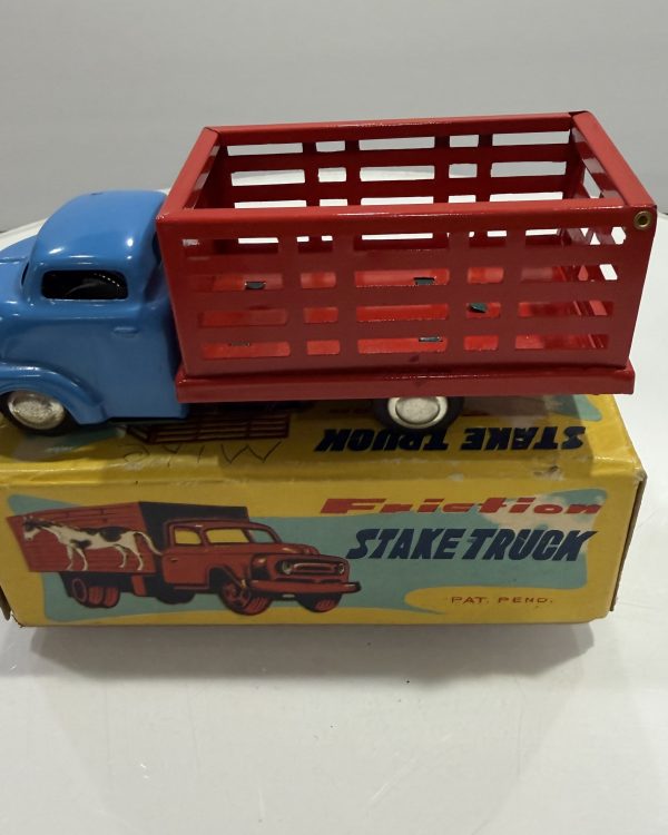 1950's Yonezawa Tin Friction Stake Truck in Box! New Old Stock!