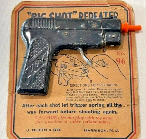 Vintage 1940's J.Chein & Co. #96 Big Shot Repeater Spark Gun! - Original Package