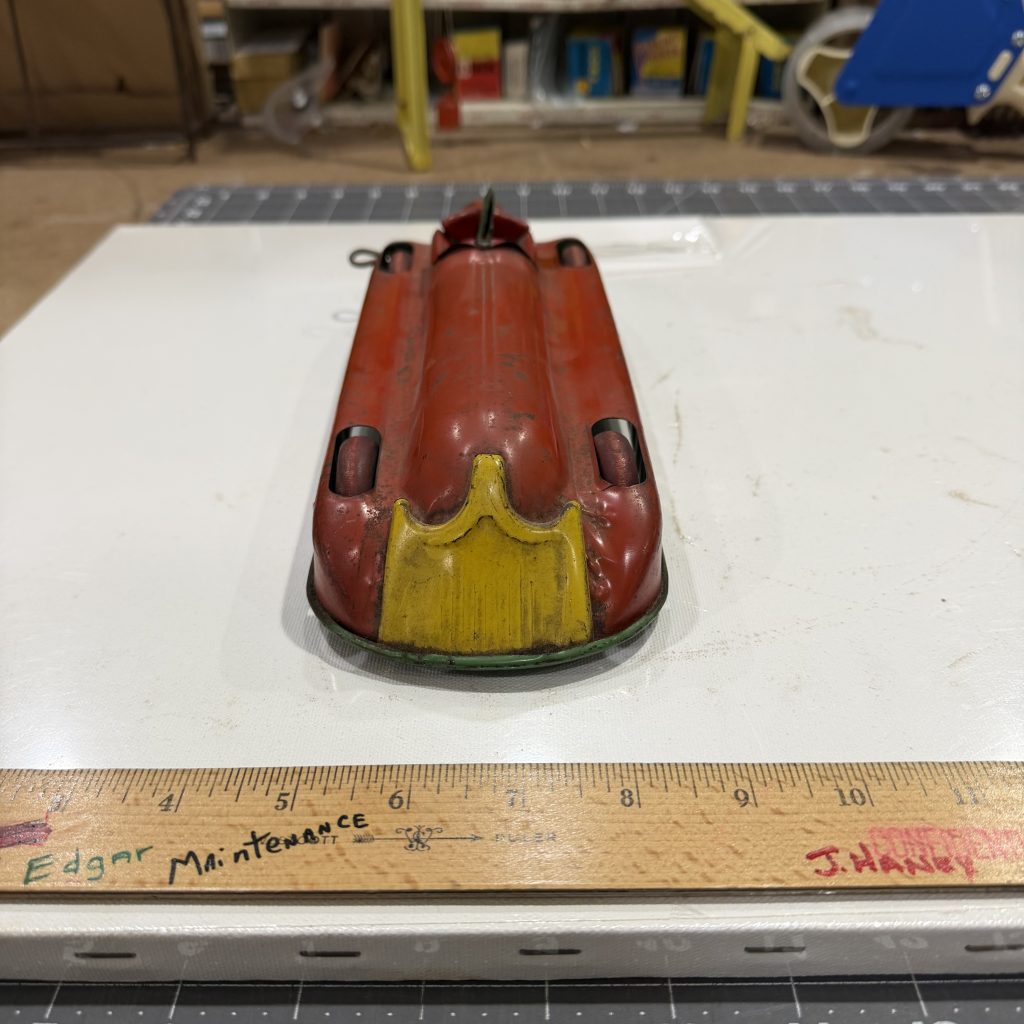 Vintage 1930s Chime Toy Products Tin Litho Wind-Up Streamline Racer - WORKING view 8