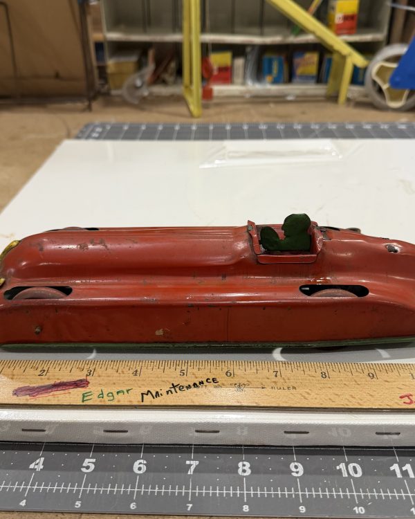 Vintage 1930s Chime Toy Products Tin Litho Wind-Up Streamline Racer - WORKING