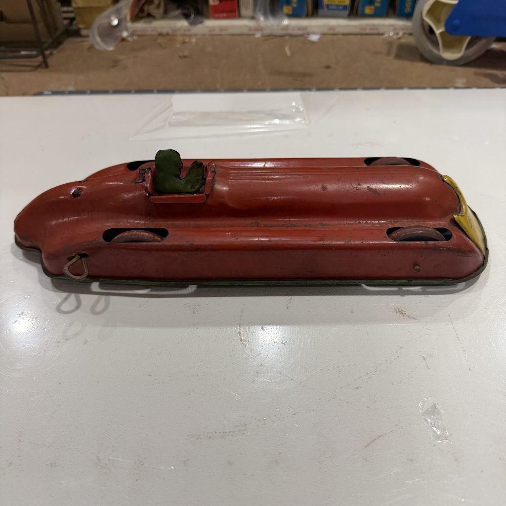 Vintage 1930s Chime Toy Products Tin Litho Wind-Up Streamline Racer - WORKING view 3
