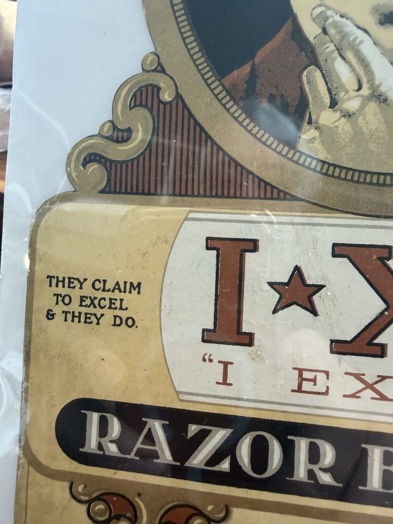 1900 George Wostenholm I*XL Razor Cardboard Easel Sign Advertisement 6.25x9 view 2