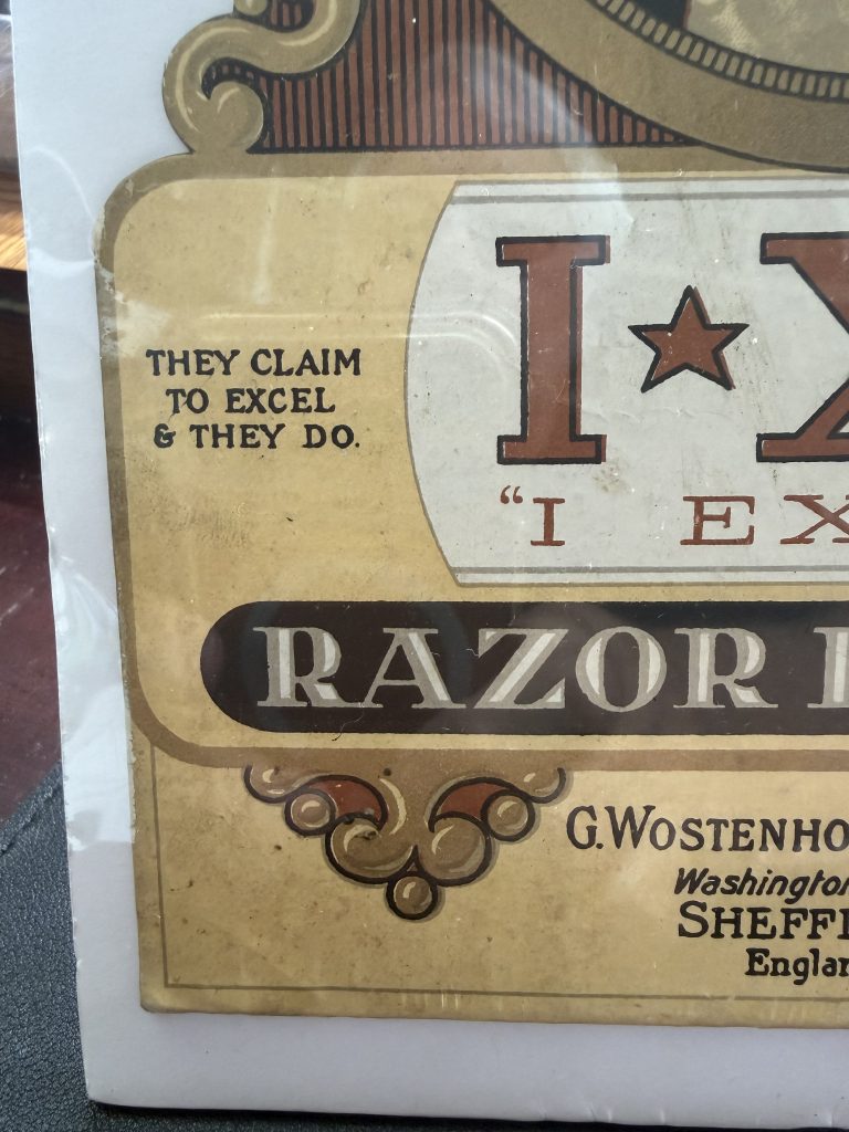 1900 George Wostenholm I*XL Razor Cardboard Easel Sign Advertisement 6.25x9 view 3