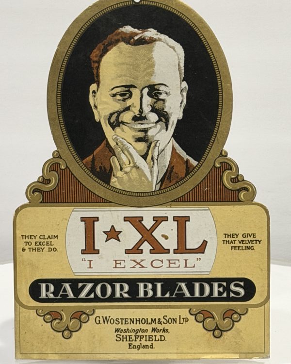 1900 George Wostenholm I*XL Razor Cardboard Easel Sign Advertisement 6.25x9