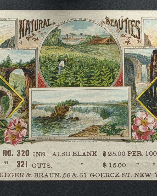 1890 Kruger & Braun Cigar Label Salesman Sample Natural Beauties Goerck St